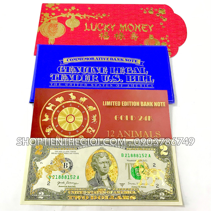 Tiền 2 USD in hình Con Ngựa 3D nhũ vàng 